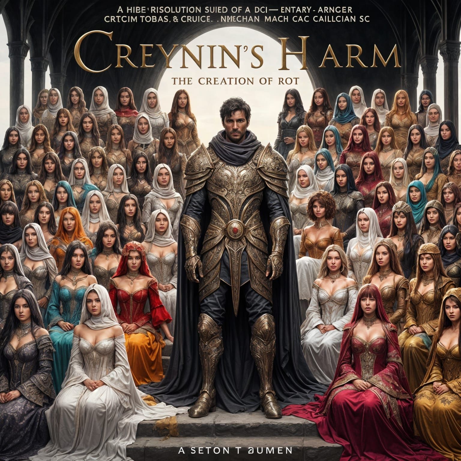 Diverse Warriors Gather Before Throne in Cyberpunk Fantasy A...