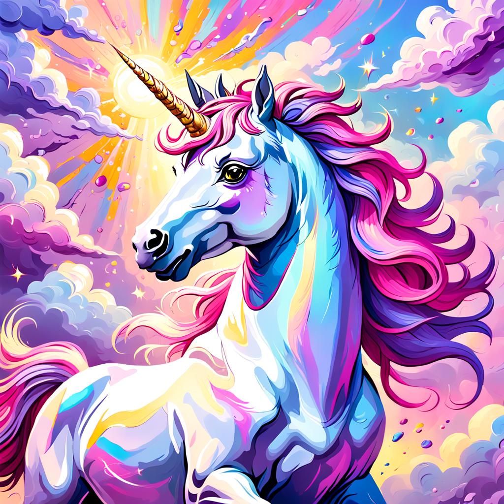 Jubilant Unicorn in Mythic Fantasy Art