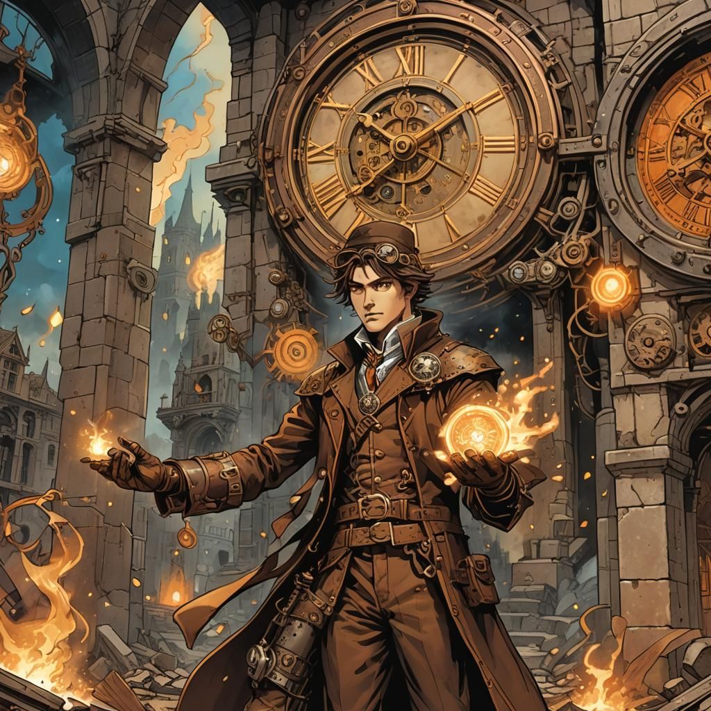 Wizard's Spellfire Blast in Steampunk Graphic Novel