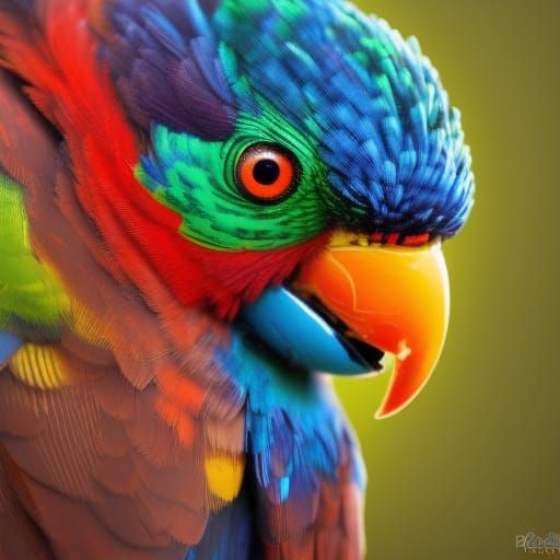 Intricate Rainbow Lorikeet Brain Exposed: Splash Art
