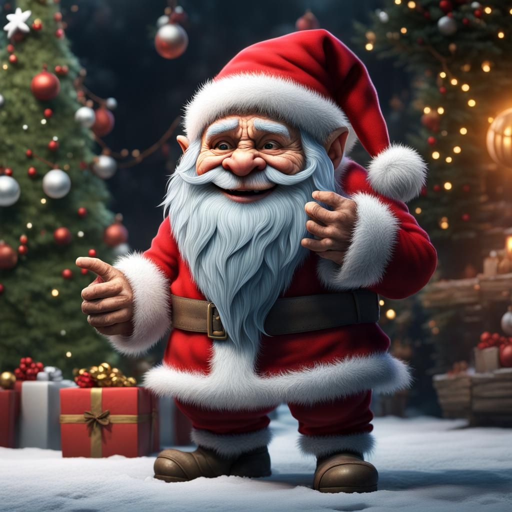 Hyperrealistic Santa Claus as a Cute Troll