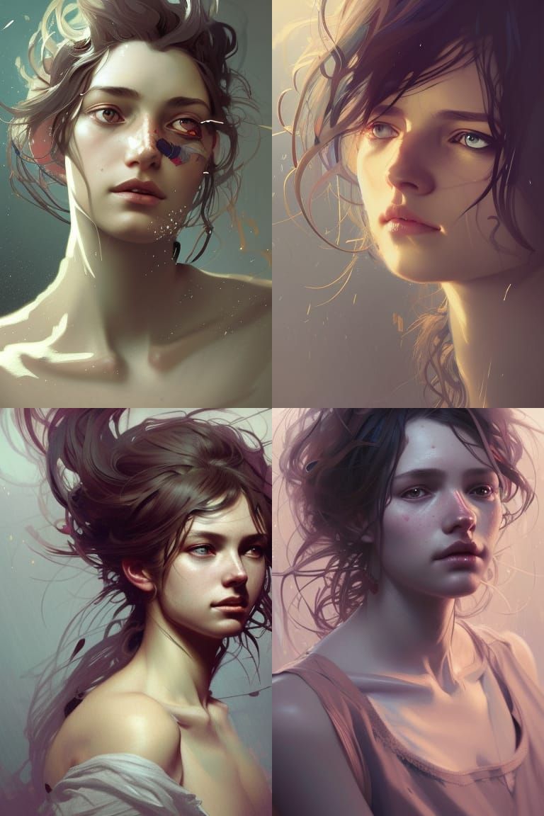 Girl with Bed Head: Hyperdetailed Digital Portrait