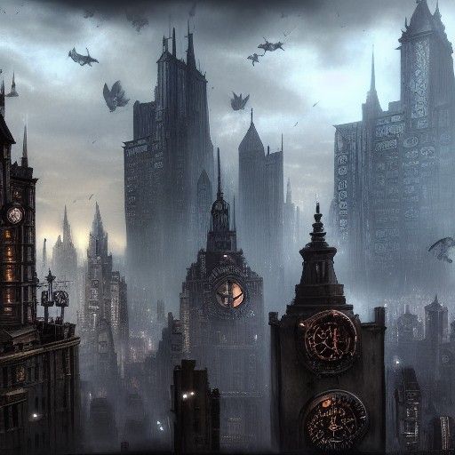 Steampunk Gotham City in Gothic Style