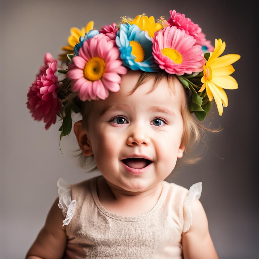 Toddler with Flowers Singing on Stage
