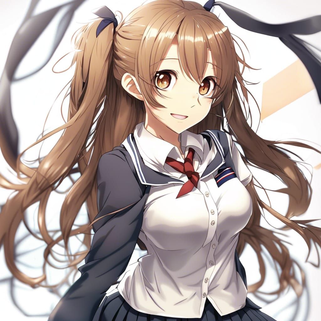 Girl in JK Uniform with Anime Art Style