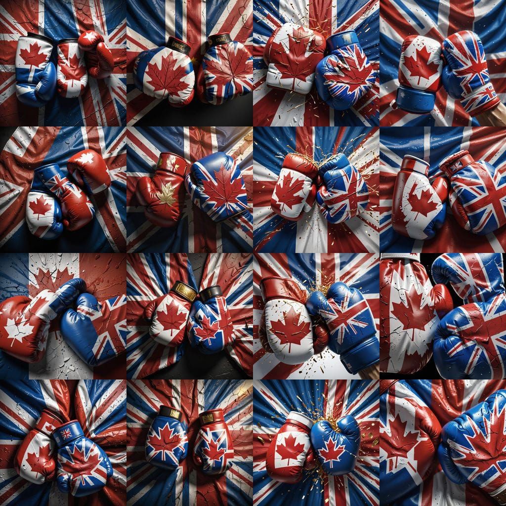 Canadian Flag Boxing Glove vs UK Flag