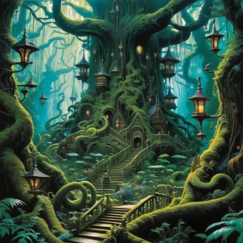 Eldritch Forest: Intricate Dark Fantasy Landscape