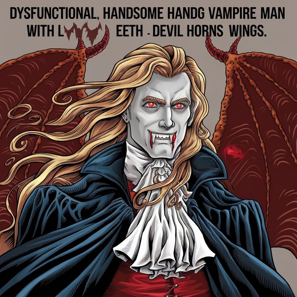 Dysfunctional Vampire with Blonde Hair and Wings