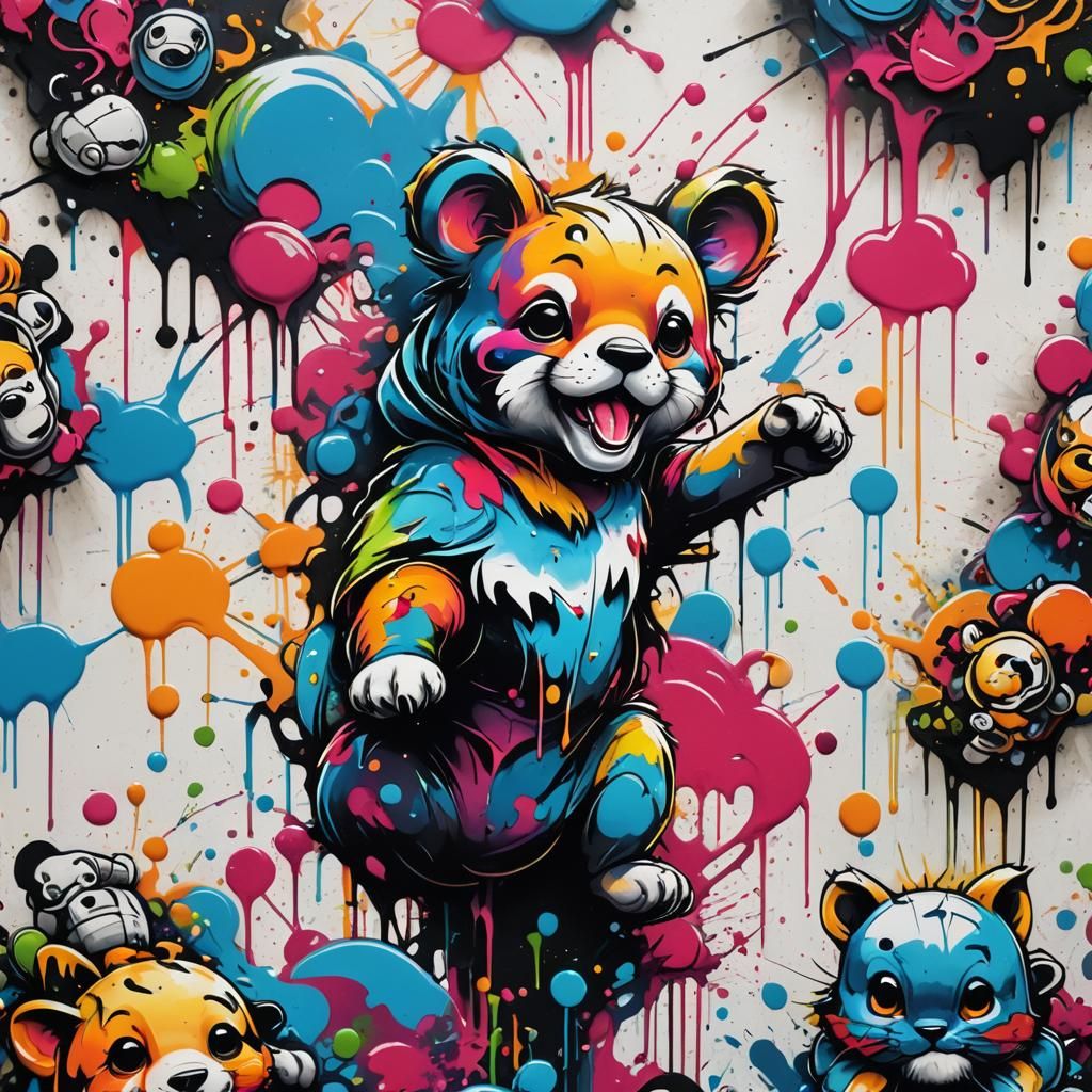 Colorful Graffiti Art of a Cute Animal