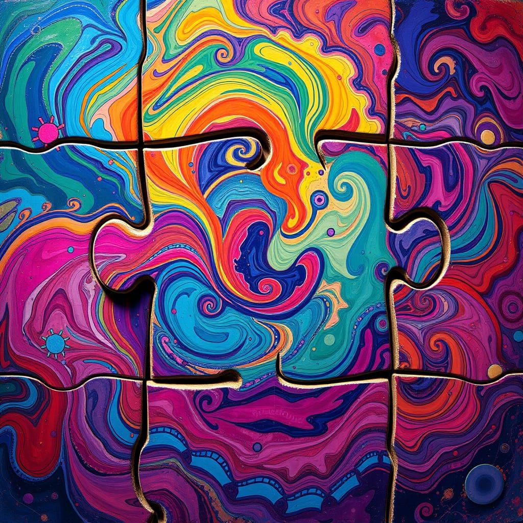 Intricate Puzzle Piece in a Sci-Fi Style