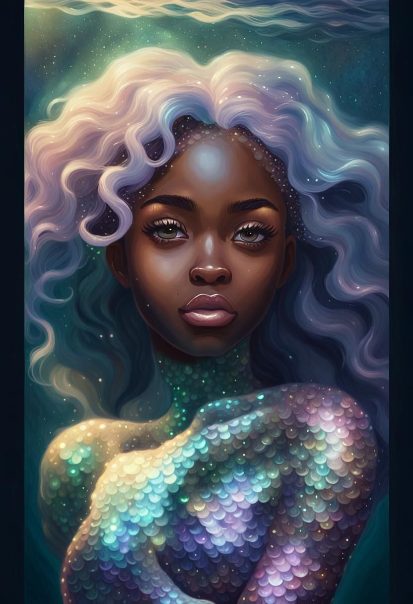 Pastel, iridescent mermaid
