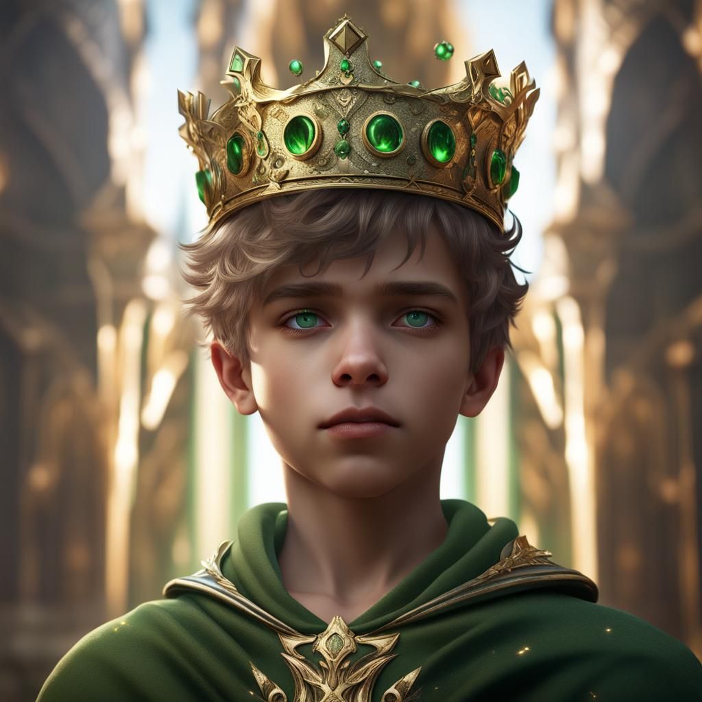 Crowned Youth with Golden Eyes: Fantasy Art