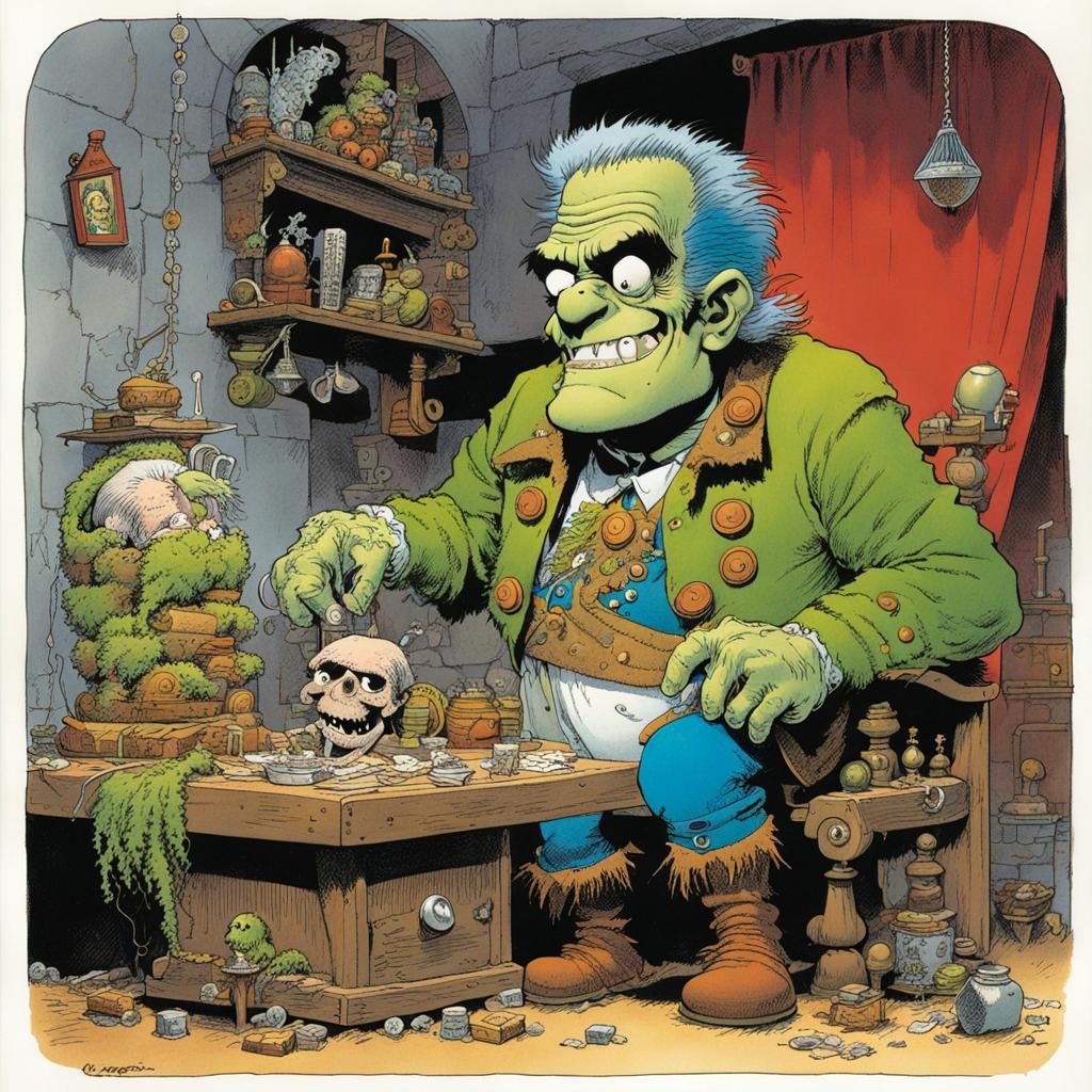 Frankenstein's Monster in Cartoon Style