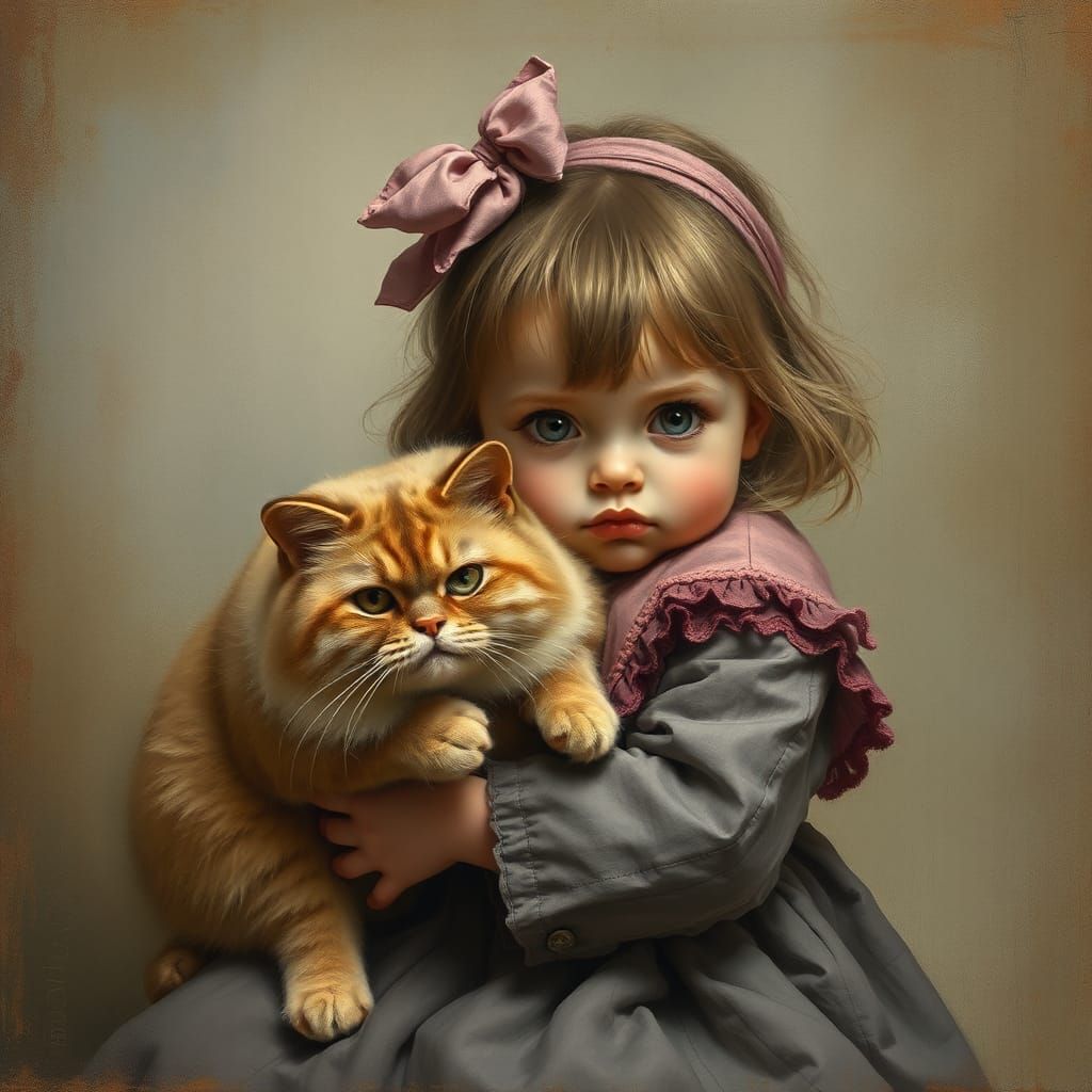 Grumpy Child and Cat 2 of 3