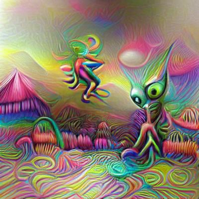 Surreal Alien Landscape with Psychedelic Colors