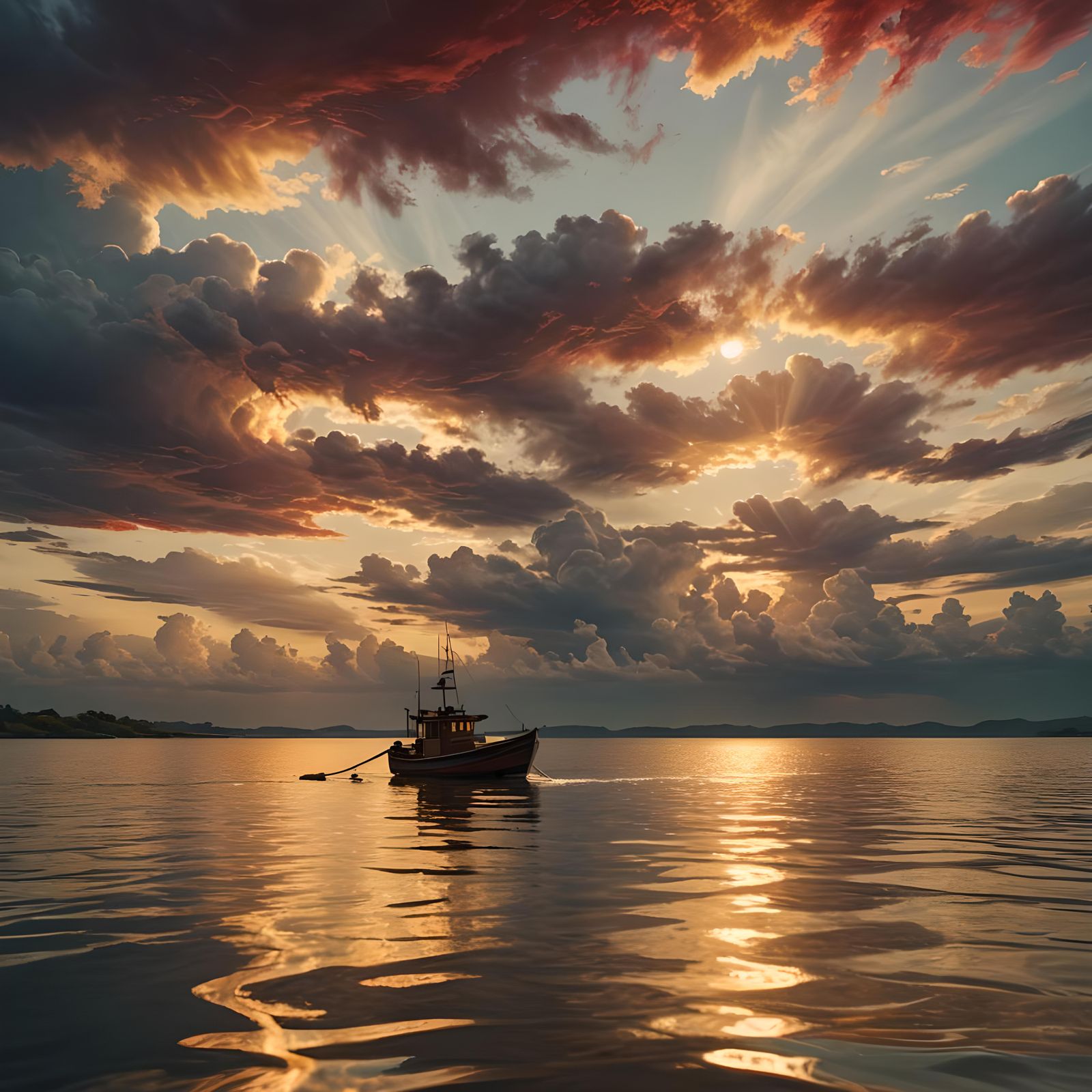 Fishing Boat at Sunset: Fantasy Concept Art
