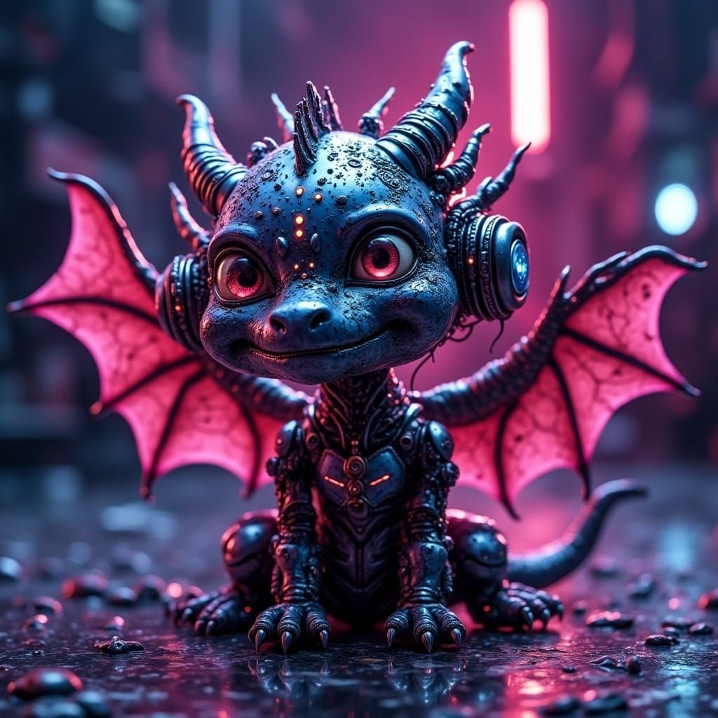 Synthwave Mini-Bot Pet Dragon