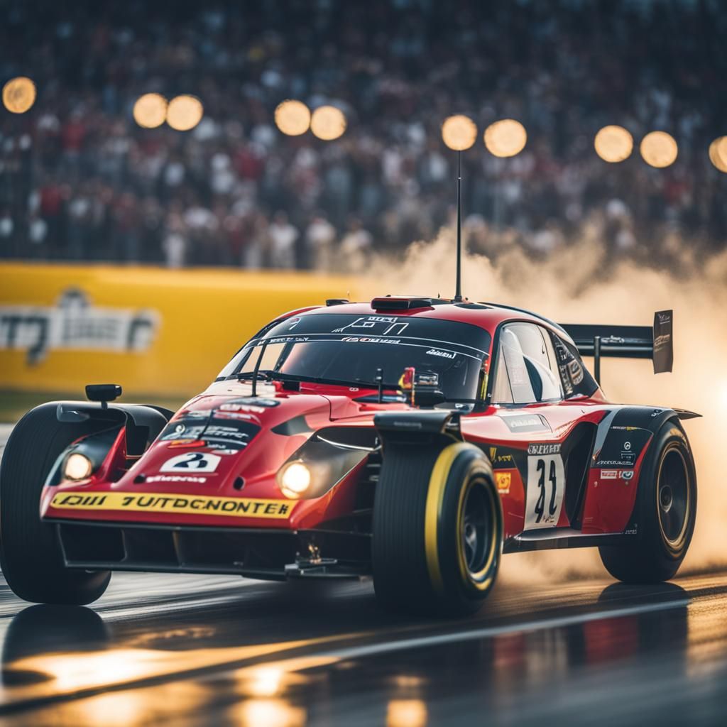 Racing Car Competition in Hyperrealistic Photo