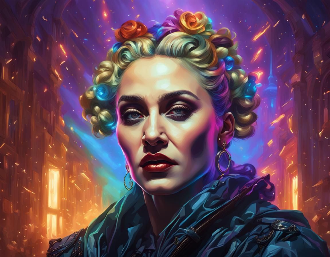 Madonna Portrait in Digital Texture Painting Style