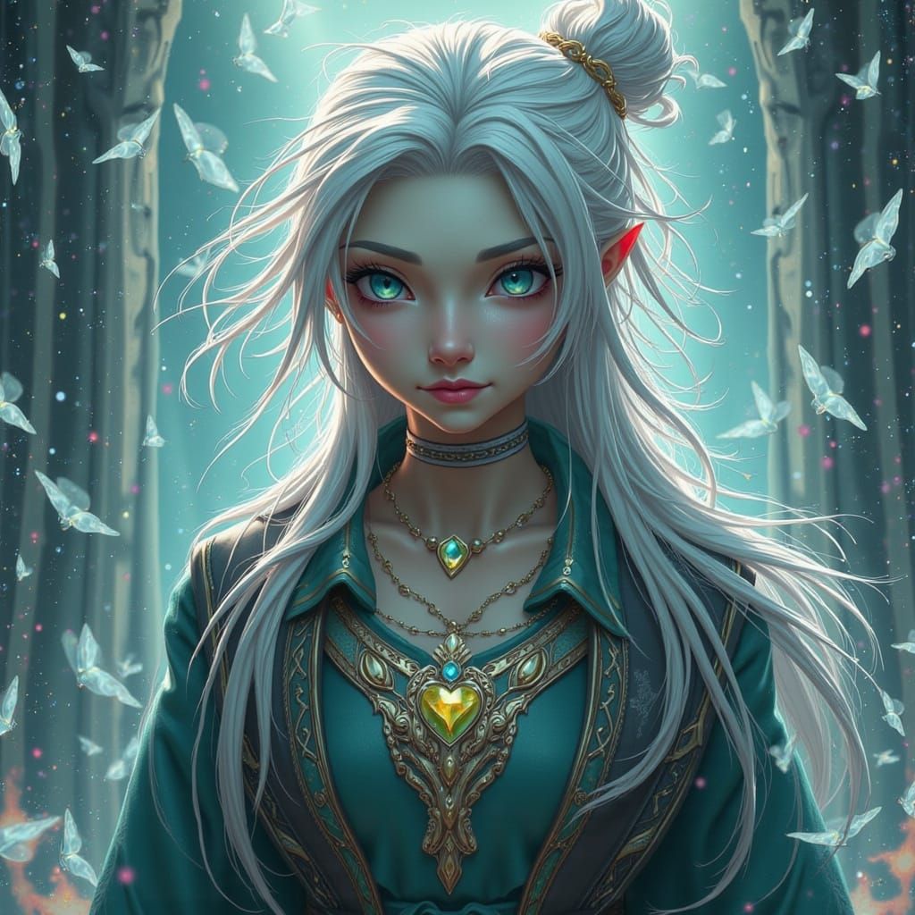 Air Genasi Pirate Woman with Ice Blue Eyes