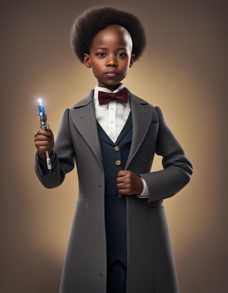 Bald black woman little person frock coat edwardian suit pho...