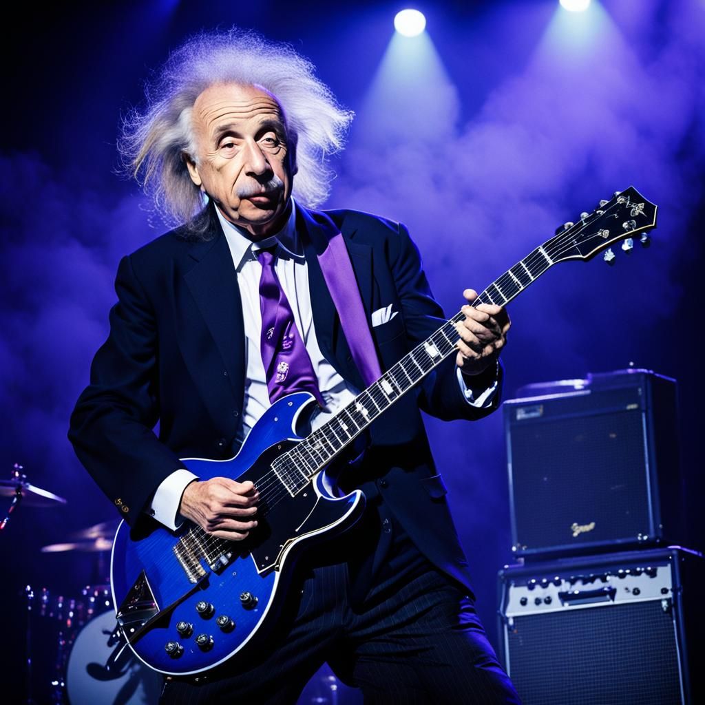 Einstein as Rock Star in Schoolboy Outfit