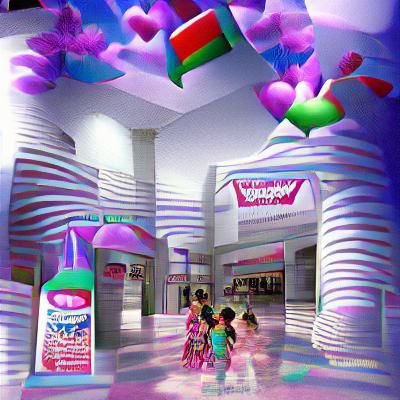 Vaporwave Mall Scene: 1990s Nostalgia