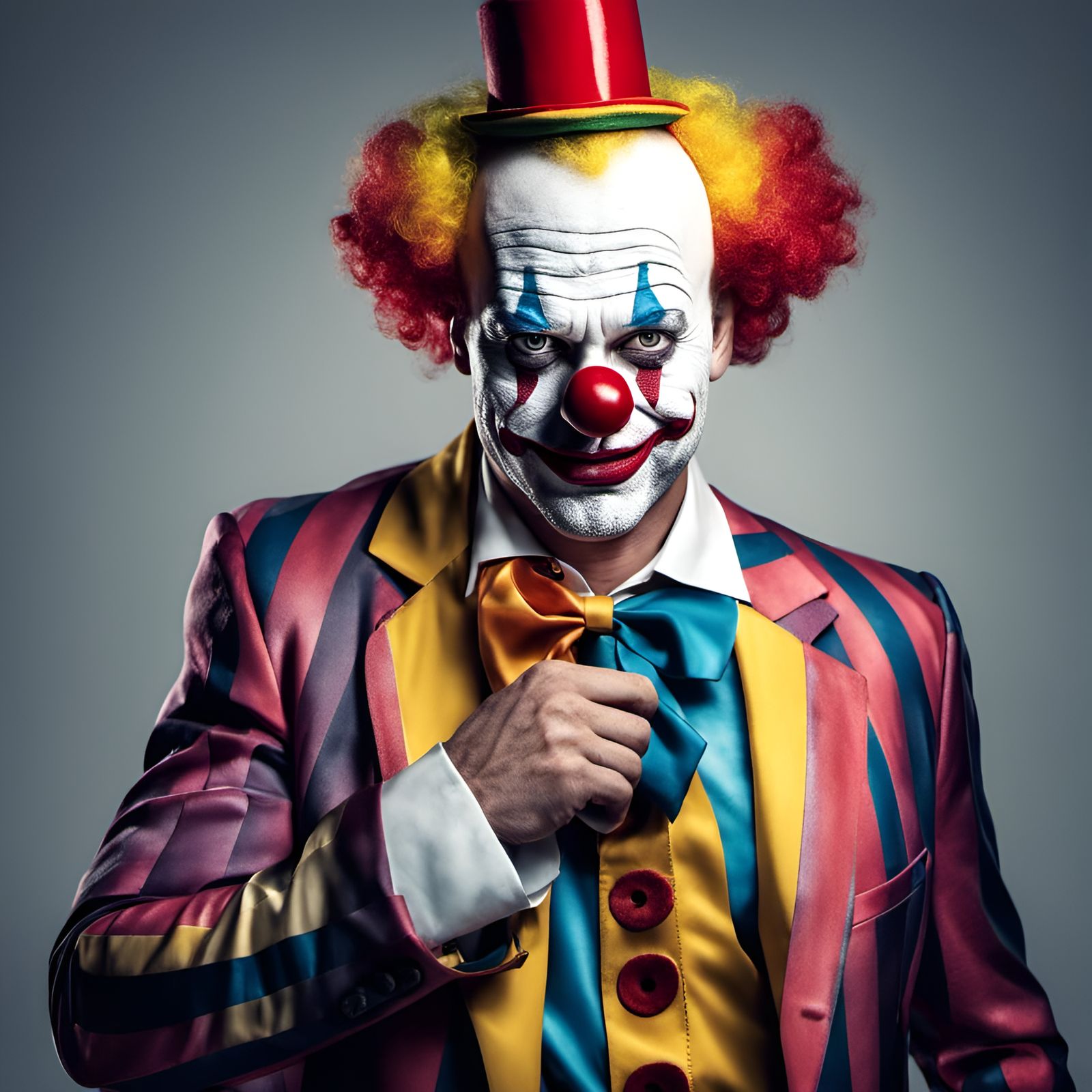 Businessman in Clown Costume: A Realistic Portrait