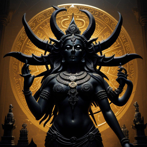 Goddess Kali Dominates Dark Fantasy Temple