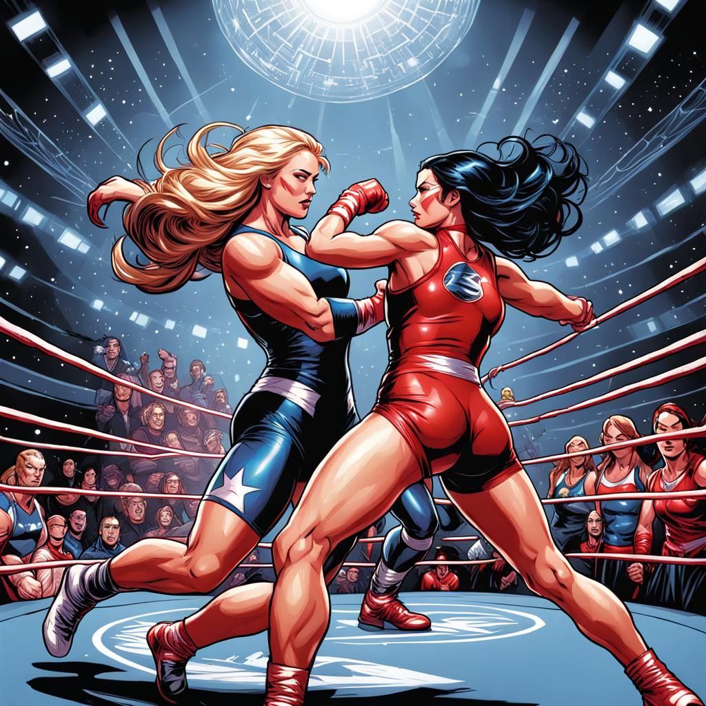 Super Girls Wrestling Tournament: Comic Book Art