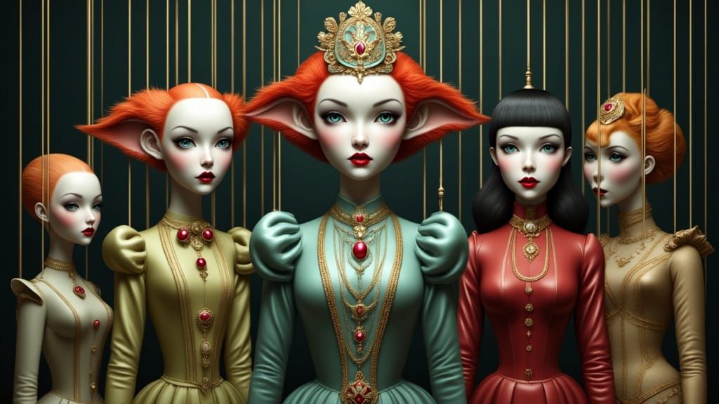 Cute Pop Surreal Marionette Puppets in Dynamic Light