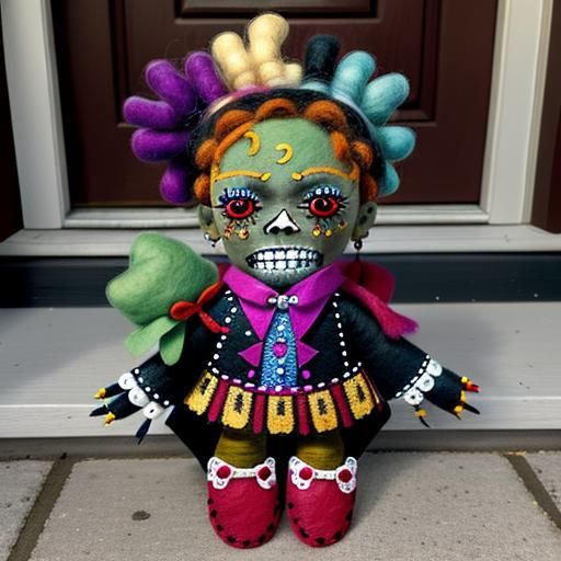 Detailed Voodoo Doll on Doorstep, Photorealistic