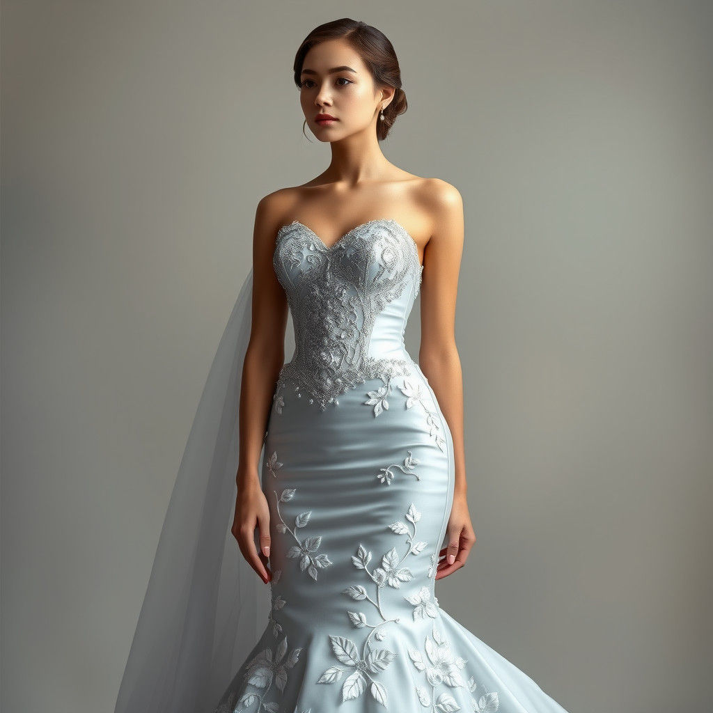 Grey Ombre Wedding Dress with Silver Beading