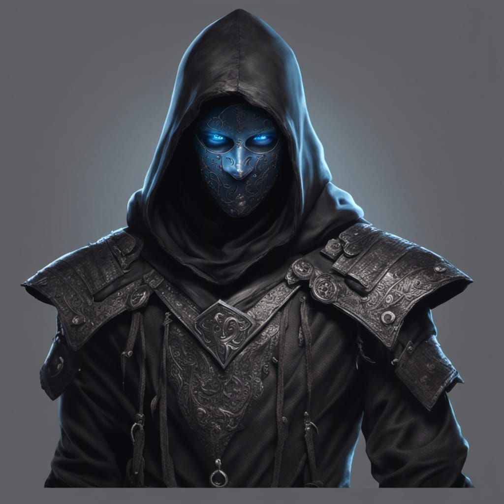 Medieval Thief Portrait with Glowing Eyes, Hyperdetailed Art