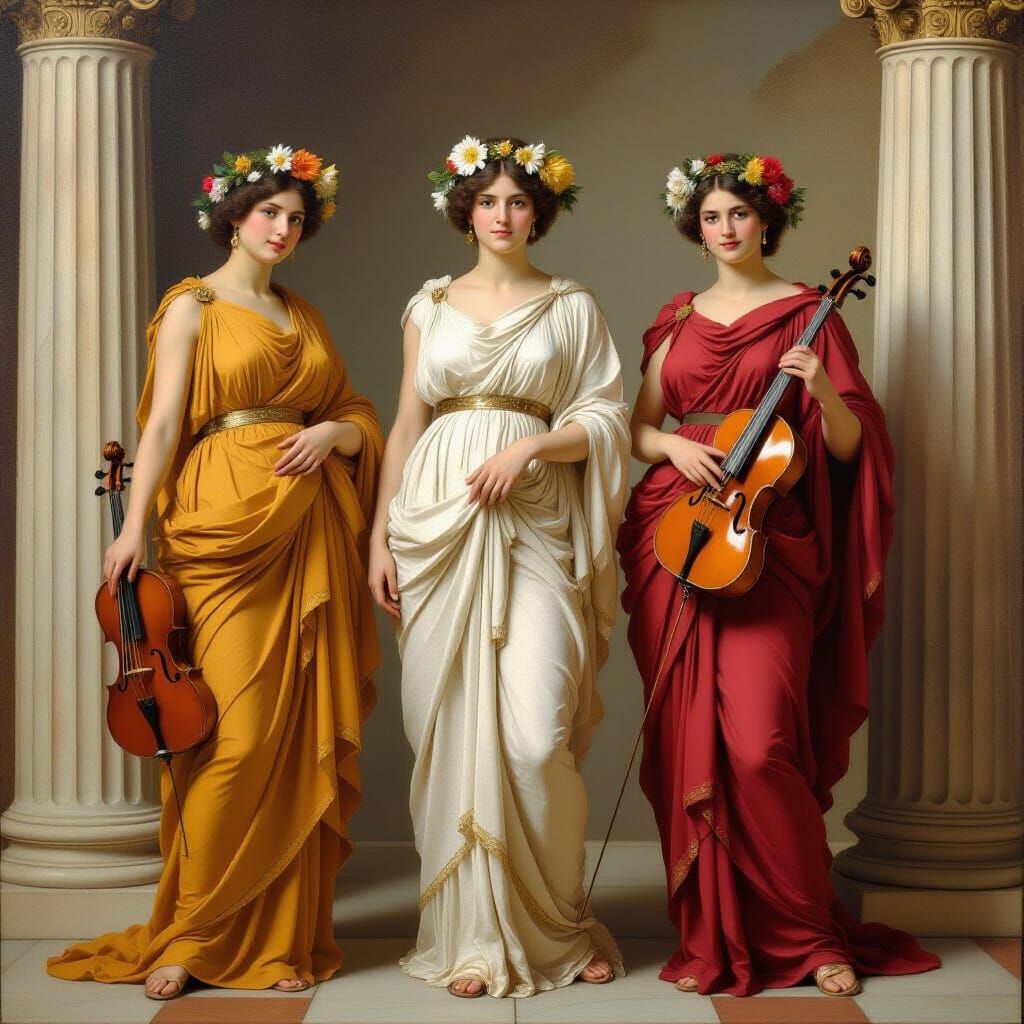 The Muses of Ancient Greece in Neoclassical Style