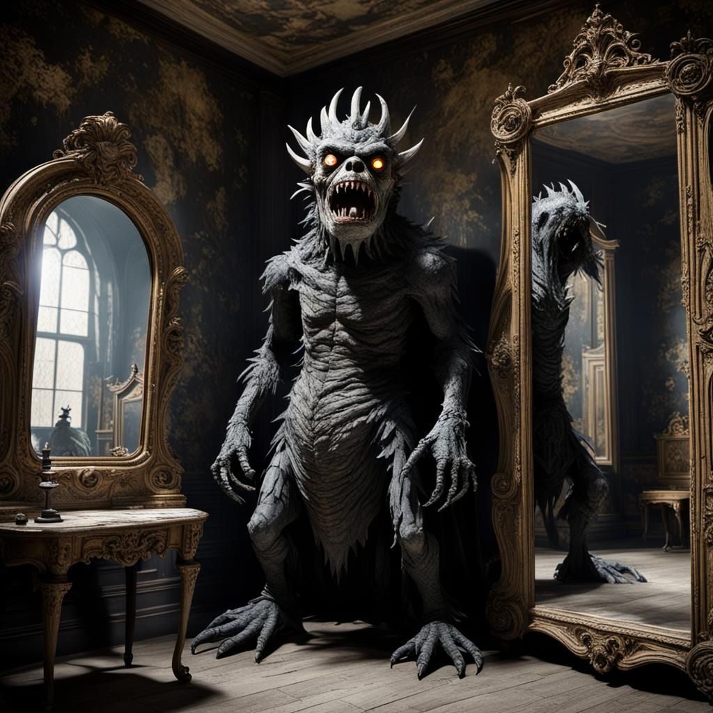 Shocked Monster in Victorian Castle Interior
