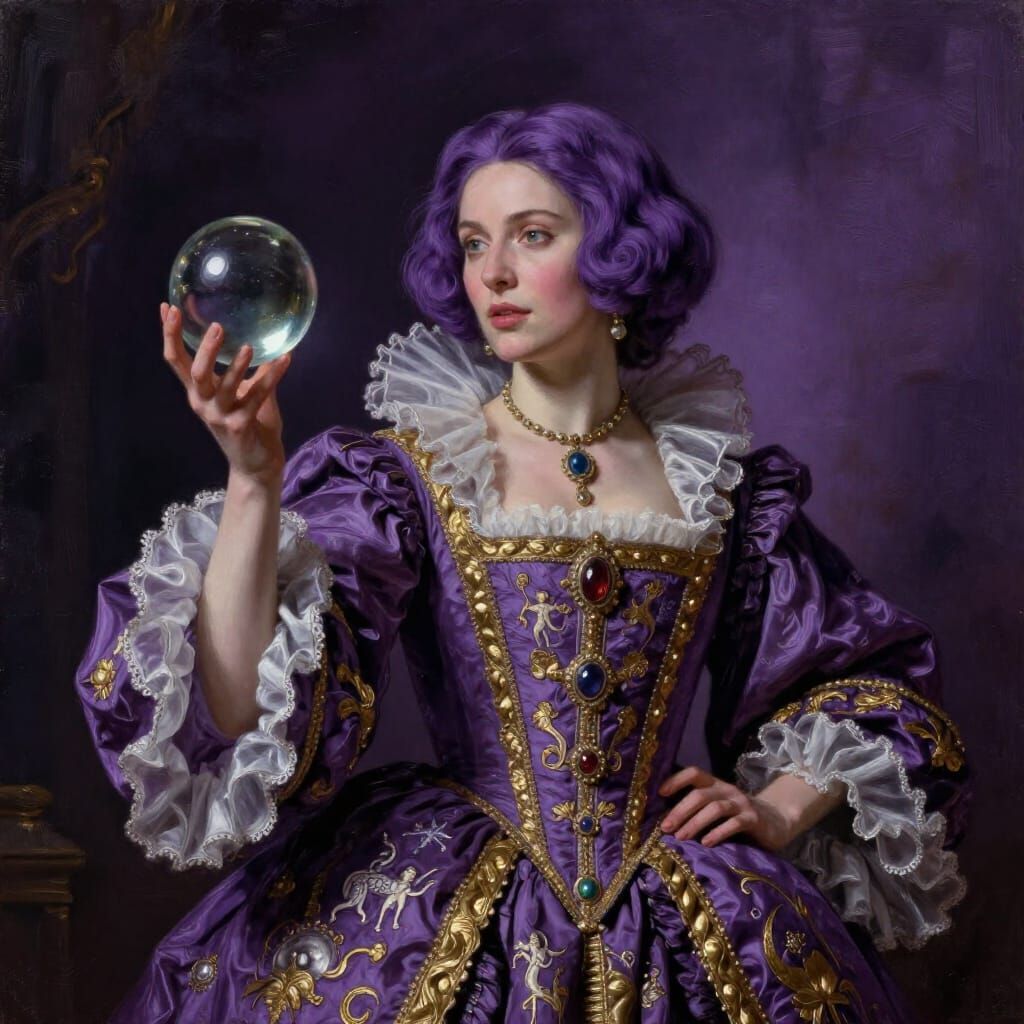 Baroque Portrait of Woman in Purple Costume