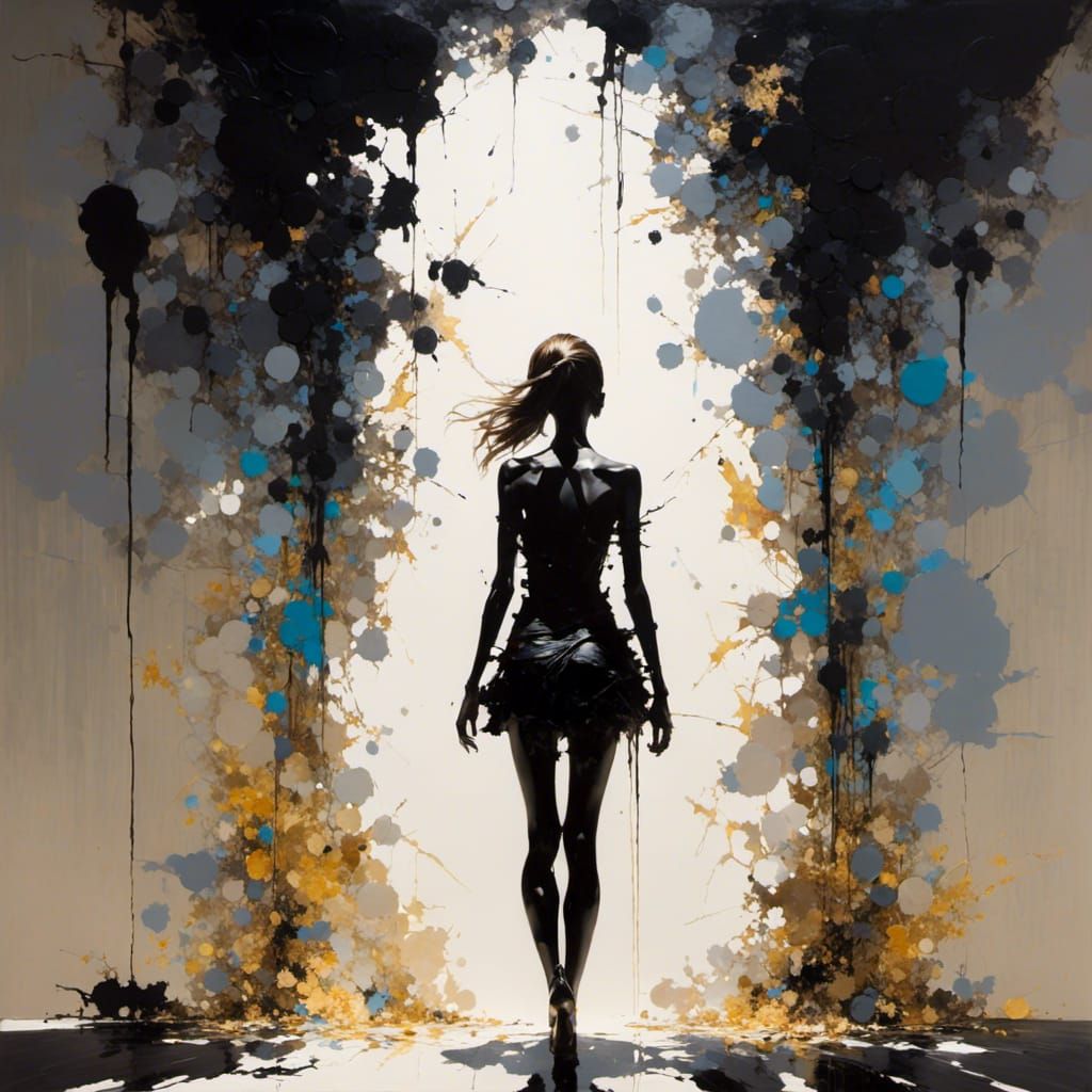 Silhouette in Light and Shadow: Psychedelic Splash Art