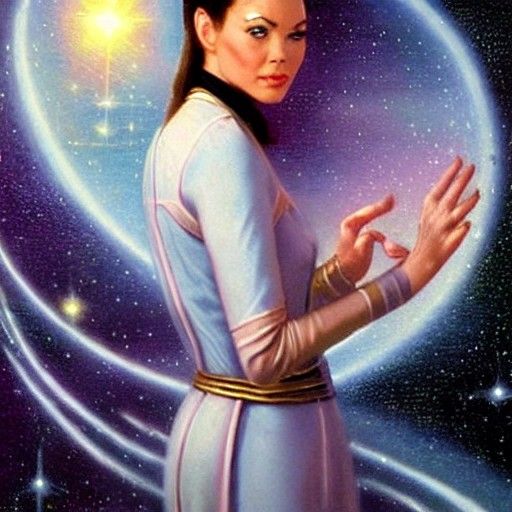 Beautiful Vulcan Woman Portrait in Ethereal Style