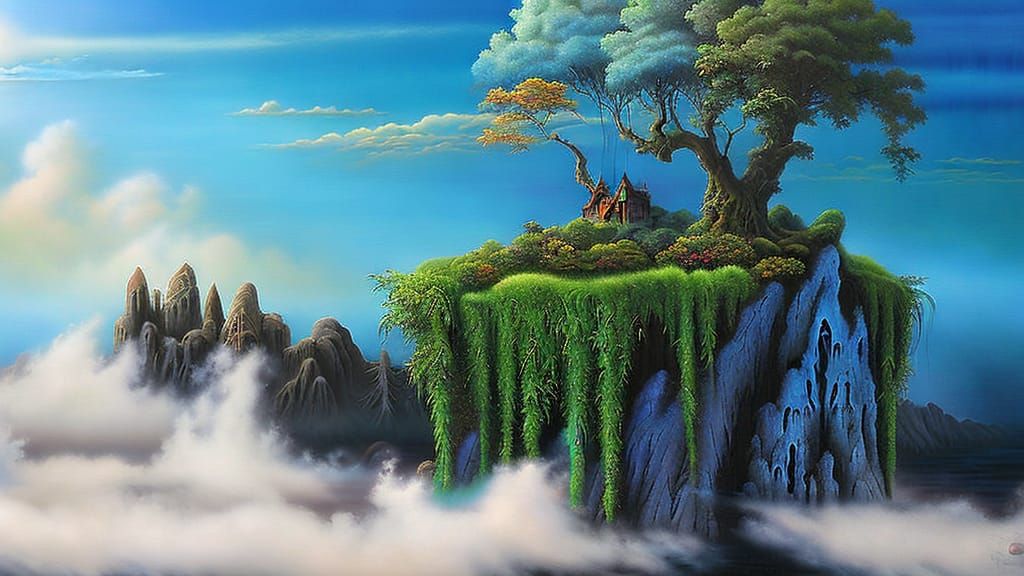 Ethereal Floating Islands in Hyperdetailed Fantasy Landscape