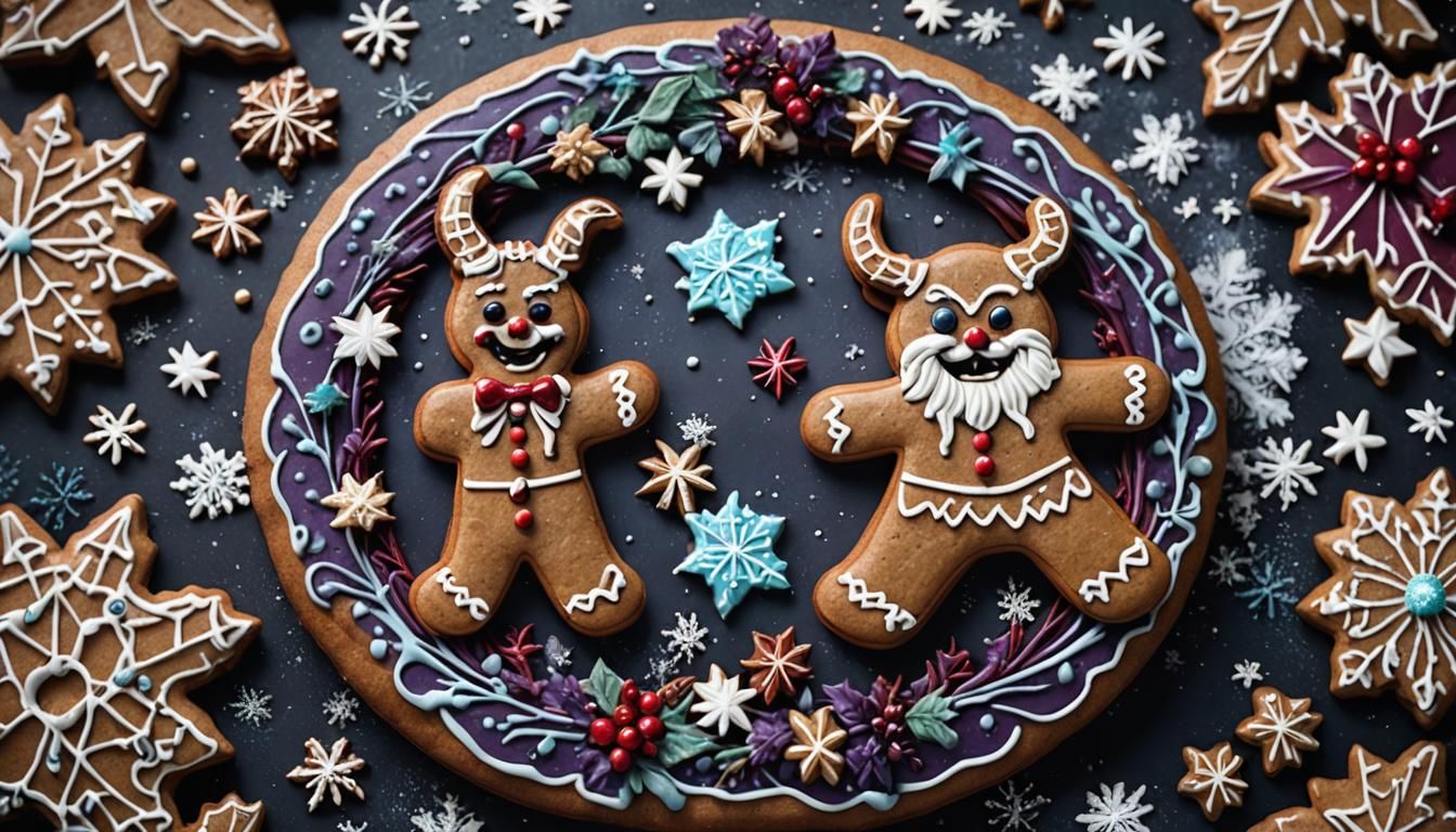 Creepy Krampus Gingerbread Cookie in Bavarian Gothic Style