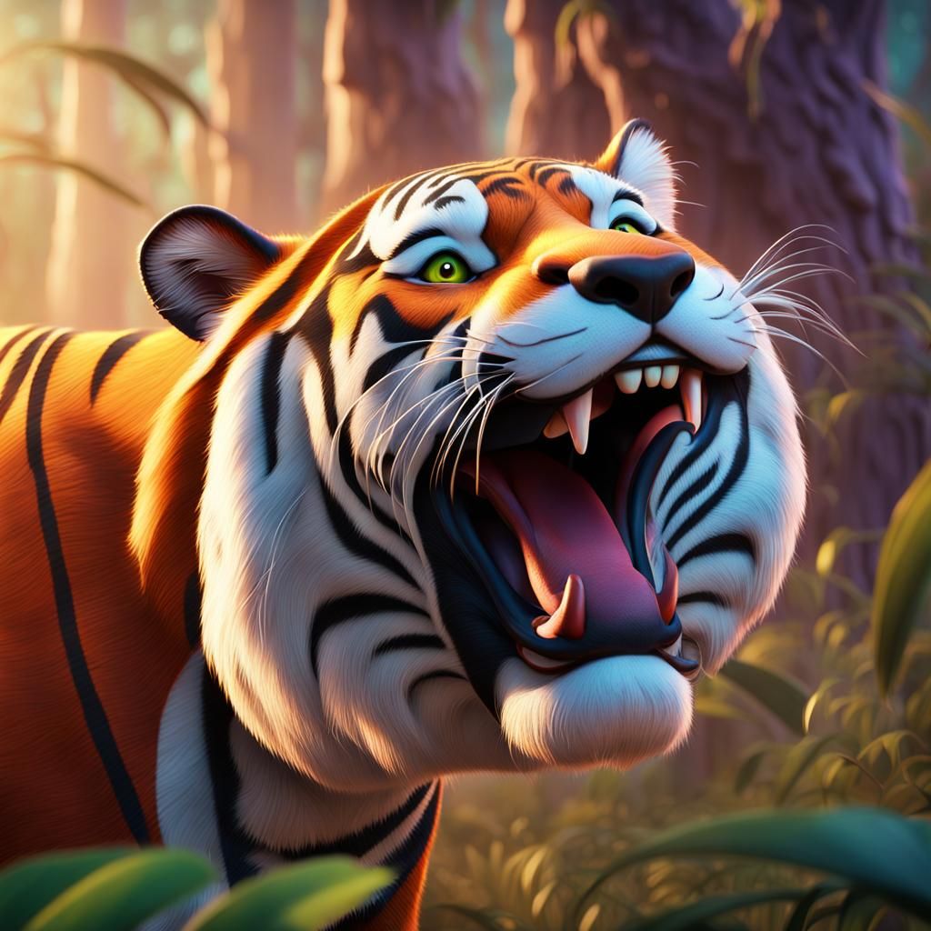 Portrait of Jungle Book’s Shere Khan tiger Pixar, Disney, co...