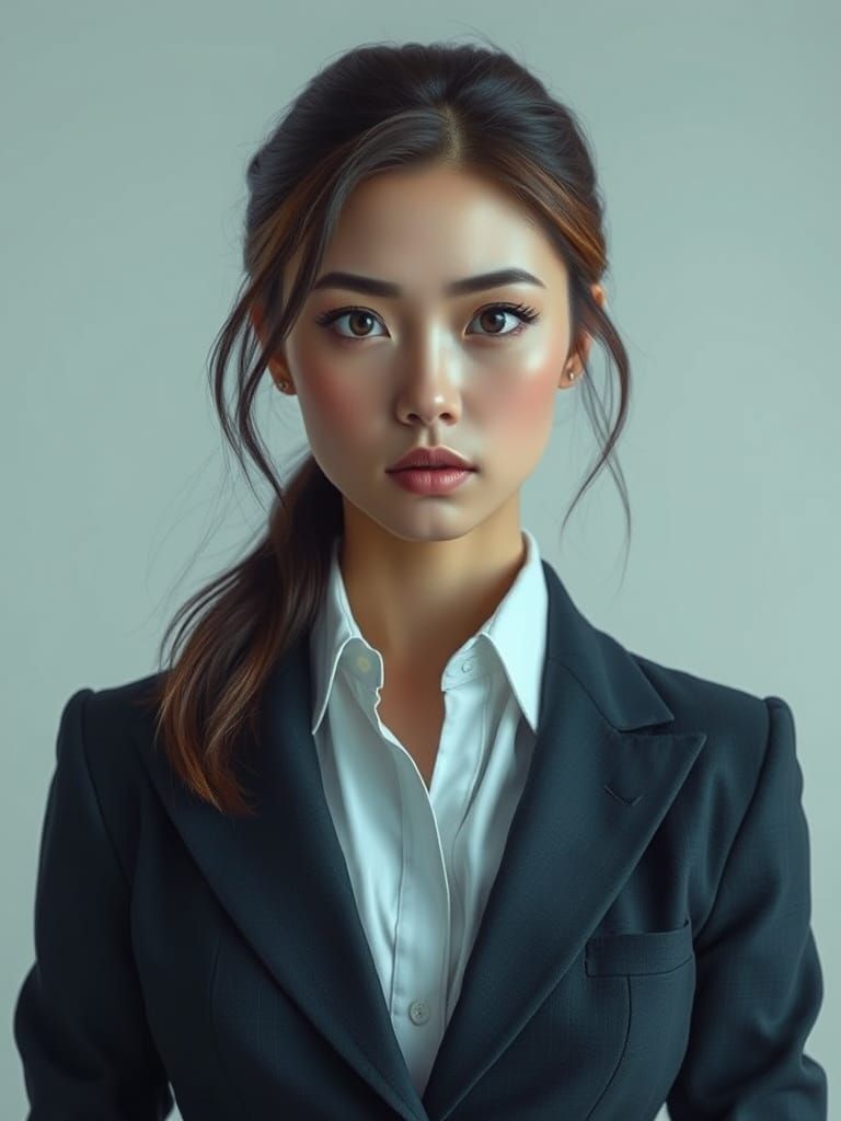 Confident Woman in Detailed Digital Art