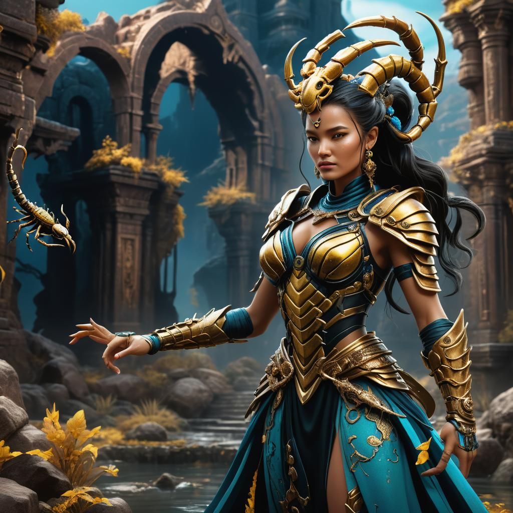Elegant Scorpion Princess in Detailed Matte Painting