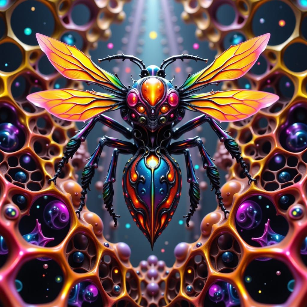 Mecha Queen Bee in Biomechanical Style