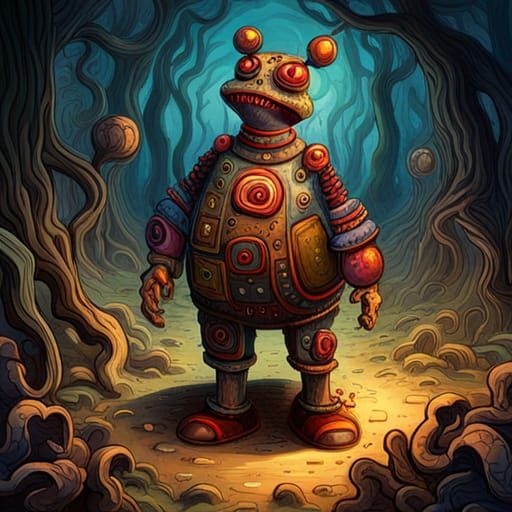 Post-Apocalyptic Robot in Toad Wonderland, Lowbrow Horror Ar...