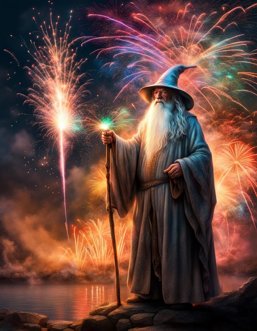 Gandalf Creates a Dramatic Fireworks Display