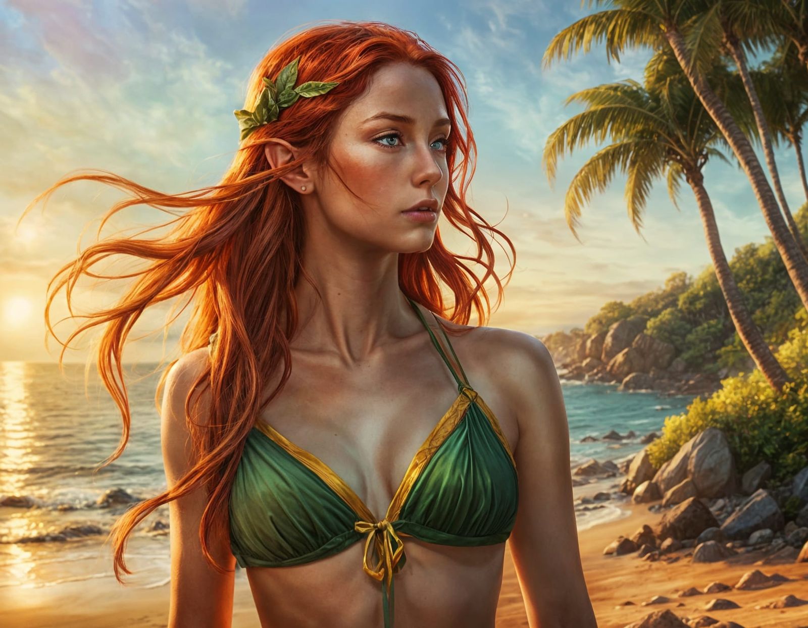 Red-Haired Elf on Rocky California Beach