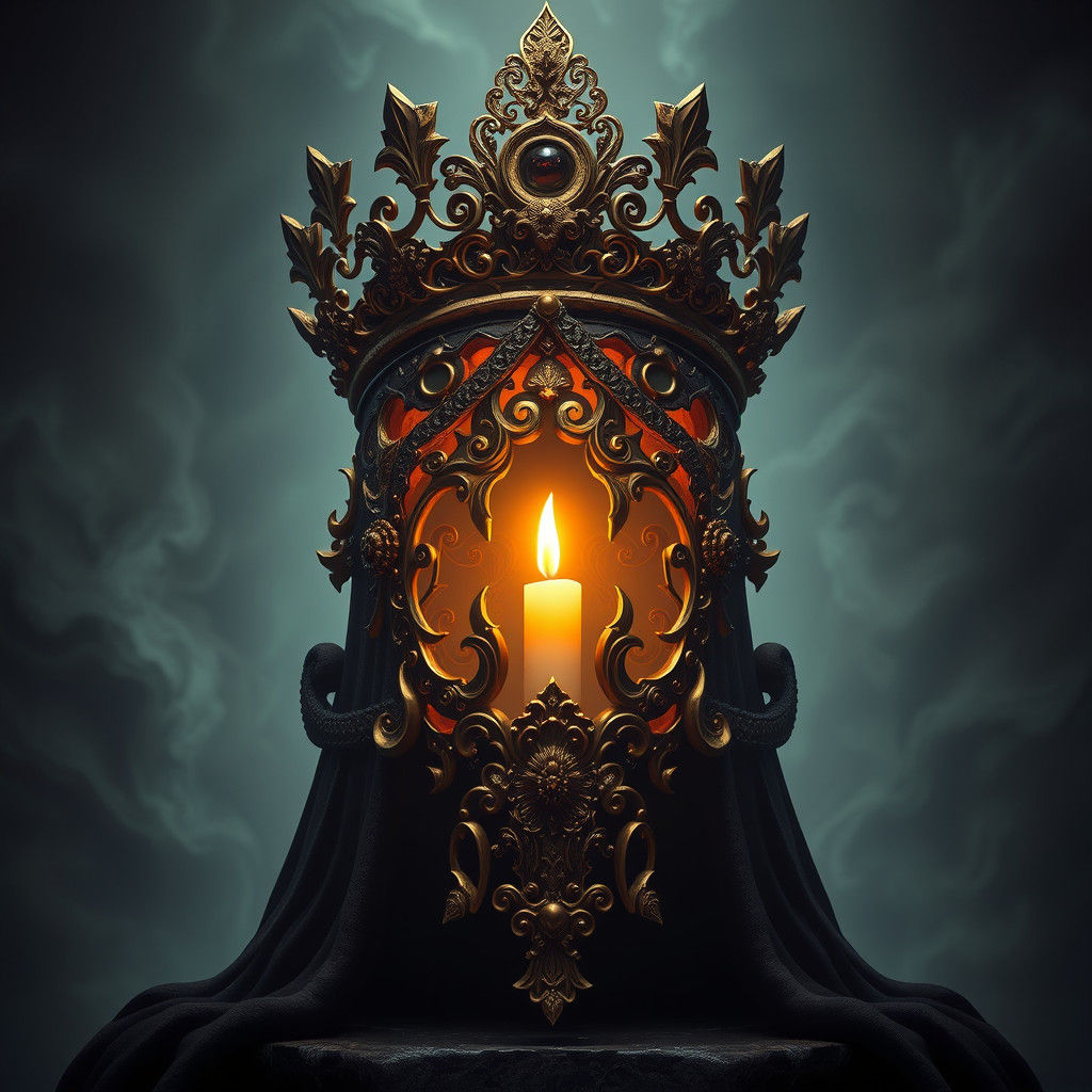 Ornate Headdress with Golden Crown, Digital Art