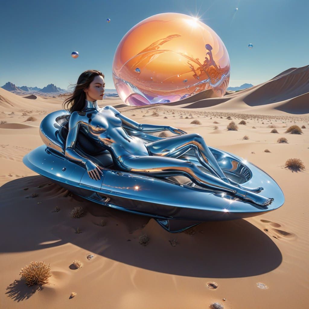 Chrome Android in Iridescent Crystal Desert